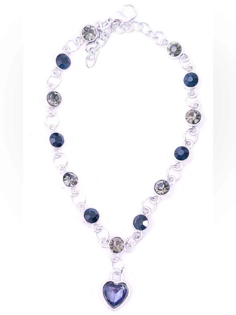 MariaKinz blue heart silver tone crystal bracelet